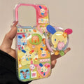 Magnetic color splicing color ear rabbit phone case with rotating magnetic bracket for iPhone 11 12 13 14 15 16 17 pro max