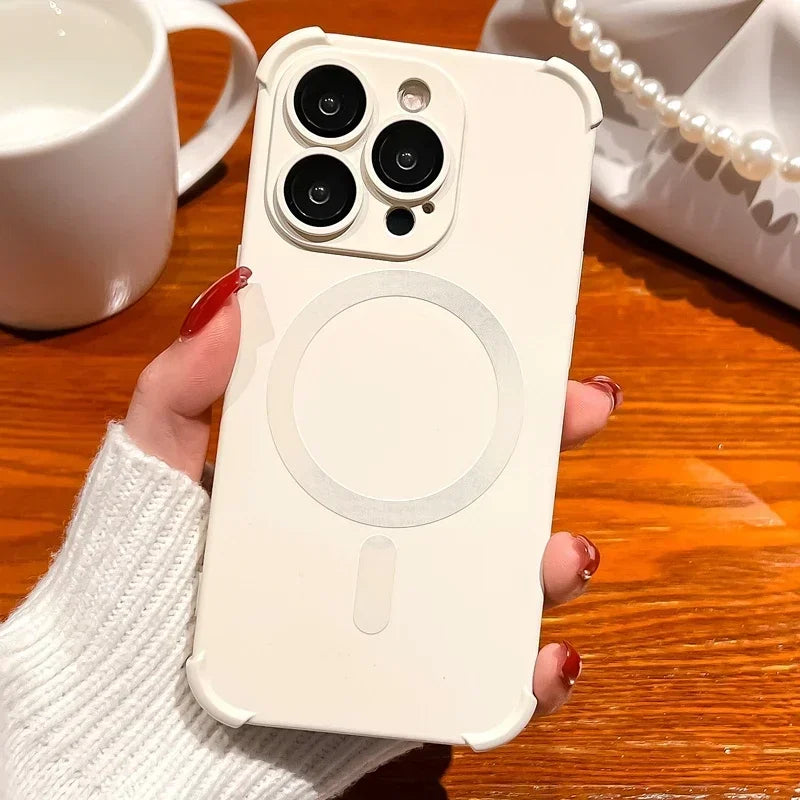Lens Protect Phone Case For iPhone 17 Air 13 15 14 16 12 Pro Max Plus Magsafe Wireless Charge Magnetic Liquid Silicone Cover