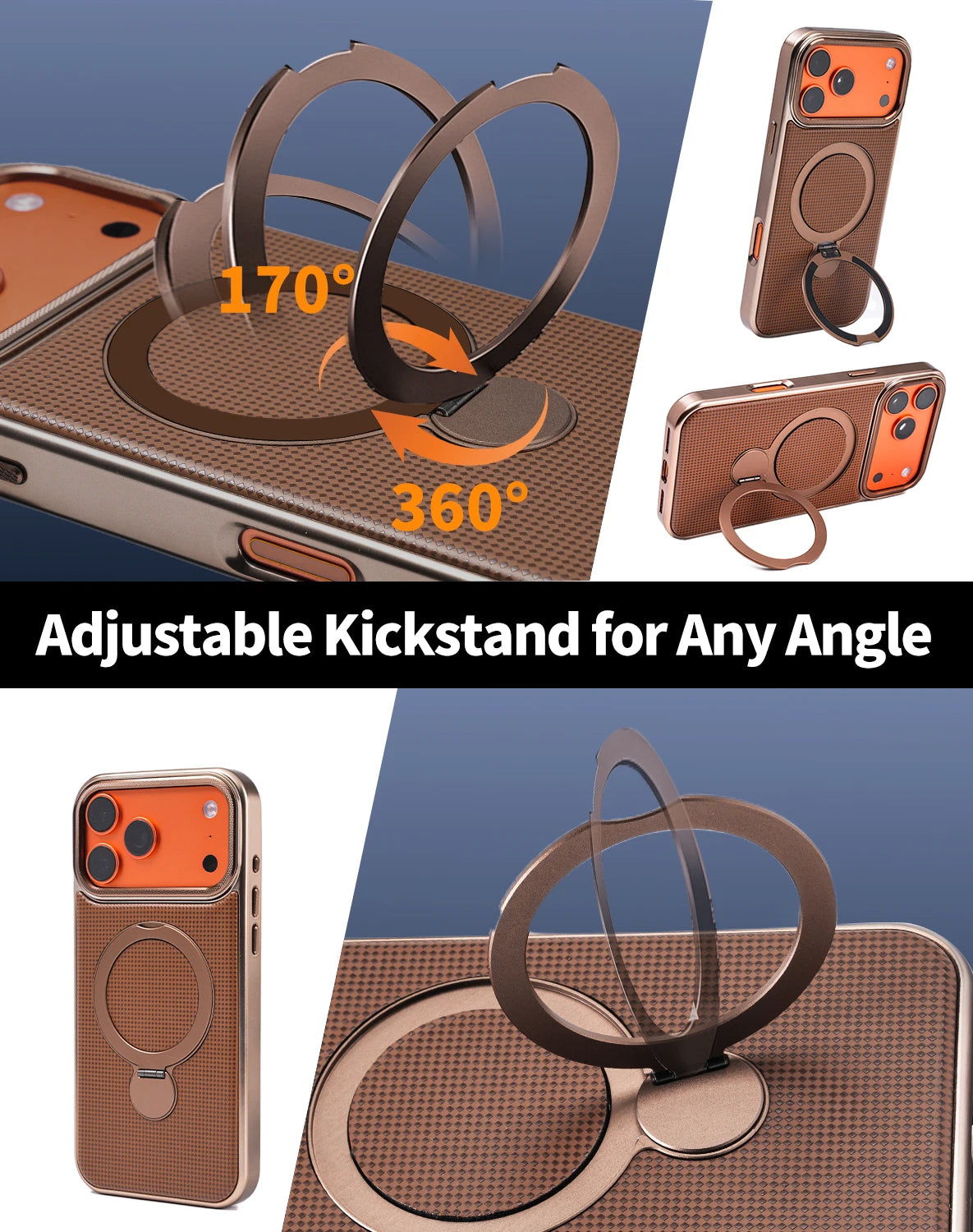 High Quality Original Technology Woven Case For Phone17Pro 17 Pro Max Magnetic 360° Rotating Stand Phone Cover