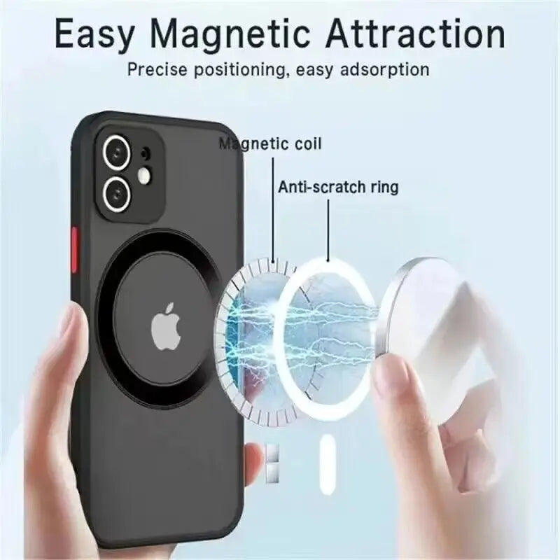 Armor Magnetic Magsafe Wireless Charge Phone Case For Iphone 15 14 12 13 11 Pro Max 16 XR XS Max 6 6S 7 8 Plus Casing Hard Cover