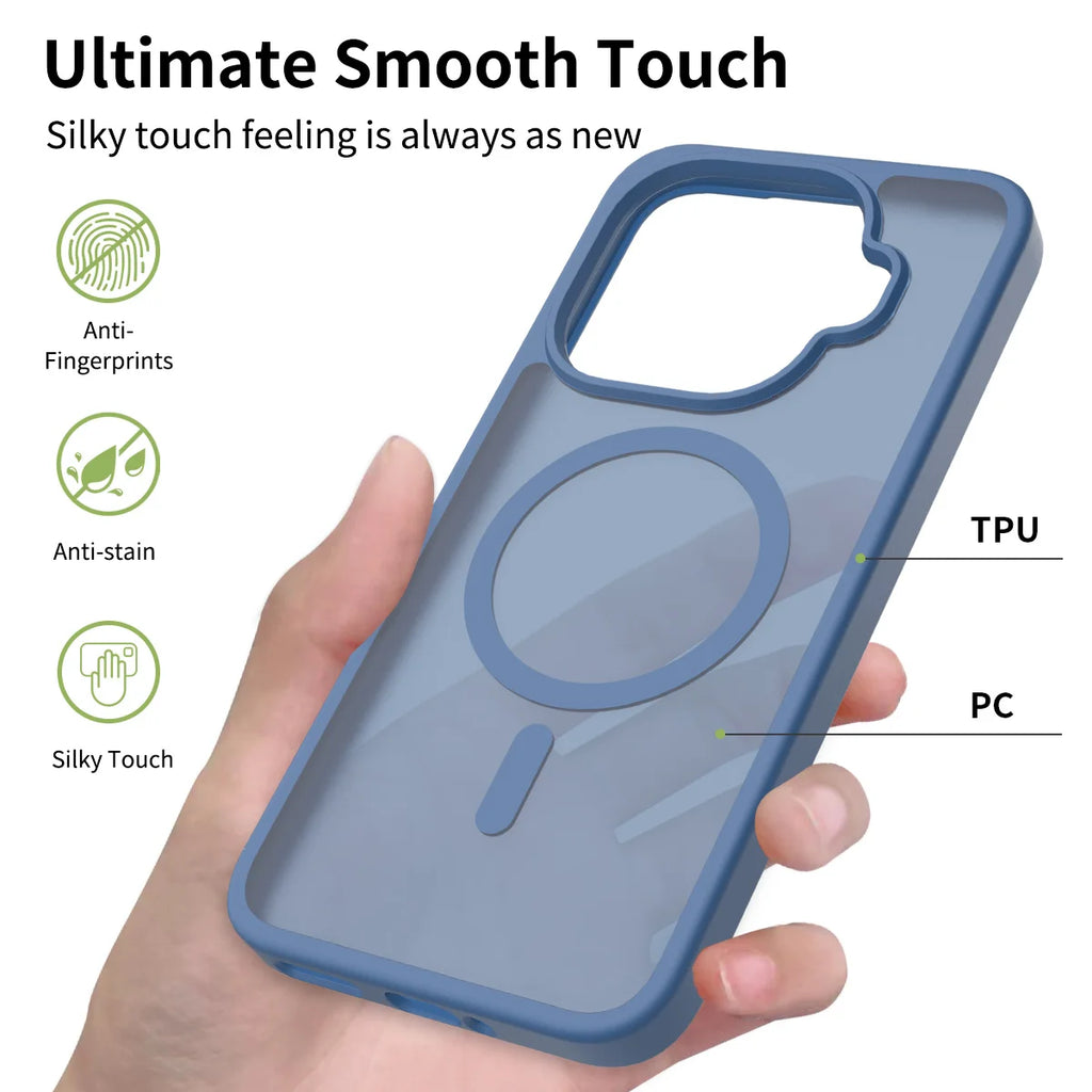 Magnetic Matte Translucent PC Hard Phone Case For Xiaomi 17 15T Pro Max Silicone Frame For Magsafe Anti-drop Shockproof Cover