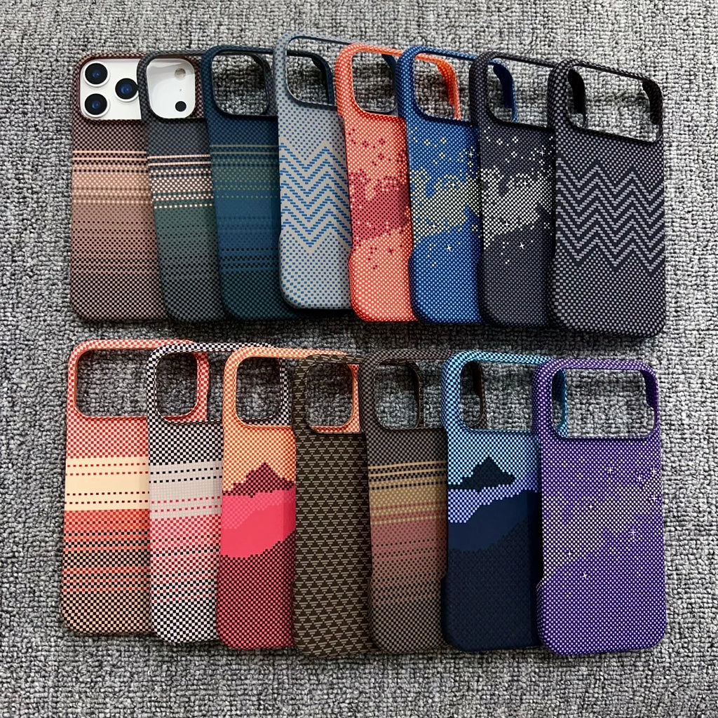 Slim Frameless Carbon Fibre Sunset PC For Magsafe Magnetic Case For iPhone 17 Air 16 Plus 15 14 13 12 Pro Max Shockproof Cover