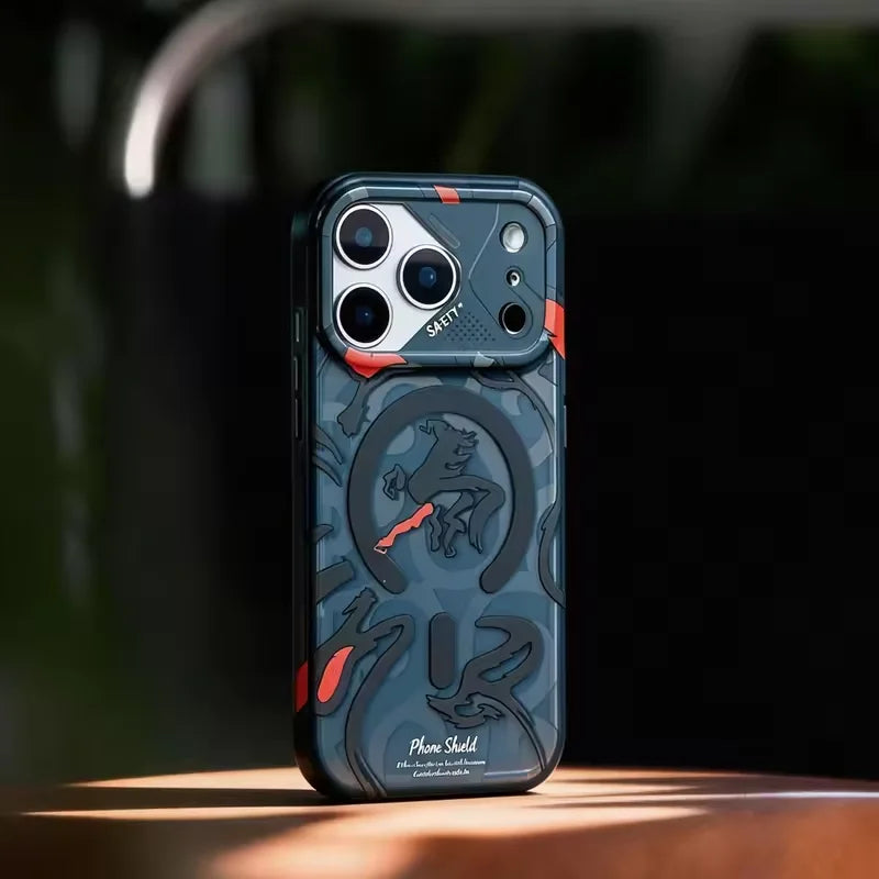 for MagSafe Geometric Graffiti Matte Magnetic Case for IPhone 15 16 17 Pro Max Wireless Charging Shockproof Lens Coverage Cover