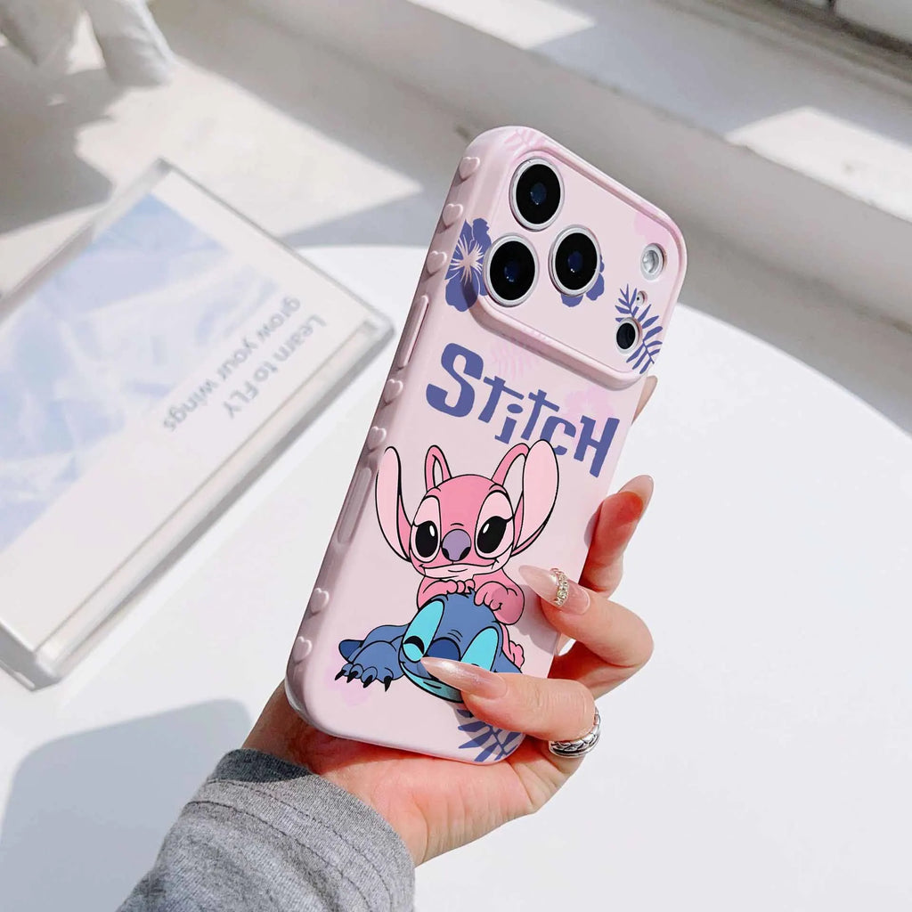 Disney Beautiful Angel Stitch For Apple iPhone 17 16 15 14 13 12 Mini 11 Pro Max Bubble Heart Cover Silicone Funda Phone Case