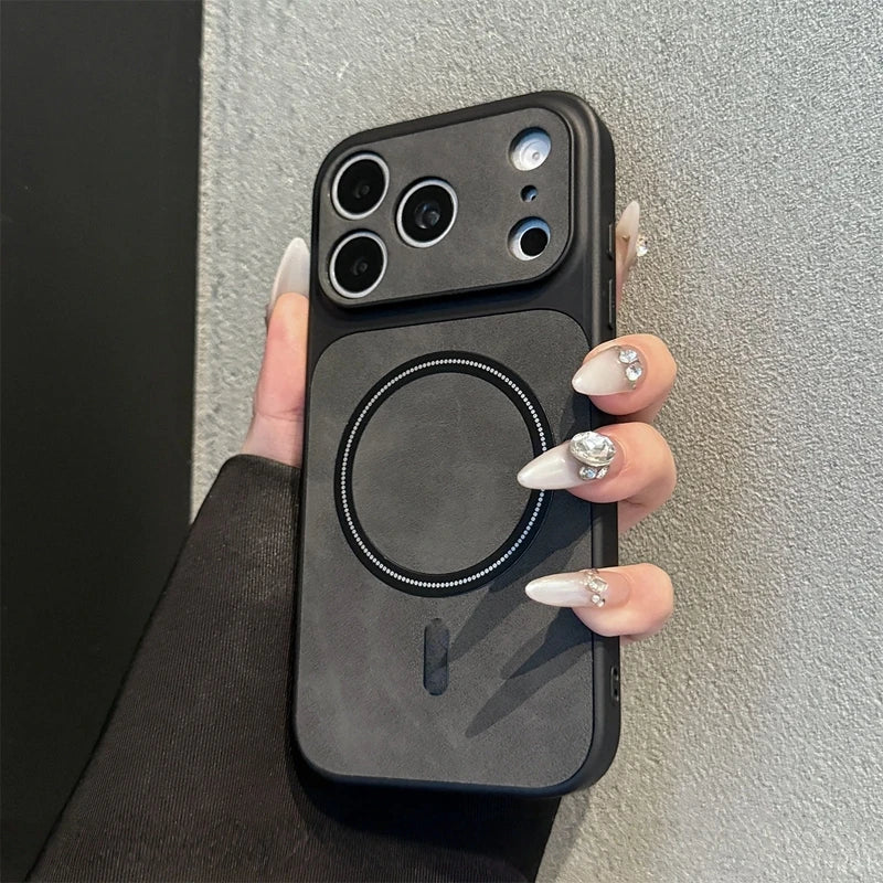 Luxury Magnetic Leather Phone Case For iPhone 13 14 15 16 17 Pro Max Air Magsafe Bumper Back Shockproof Case Cover