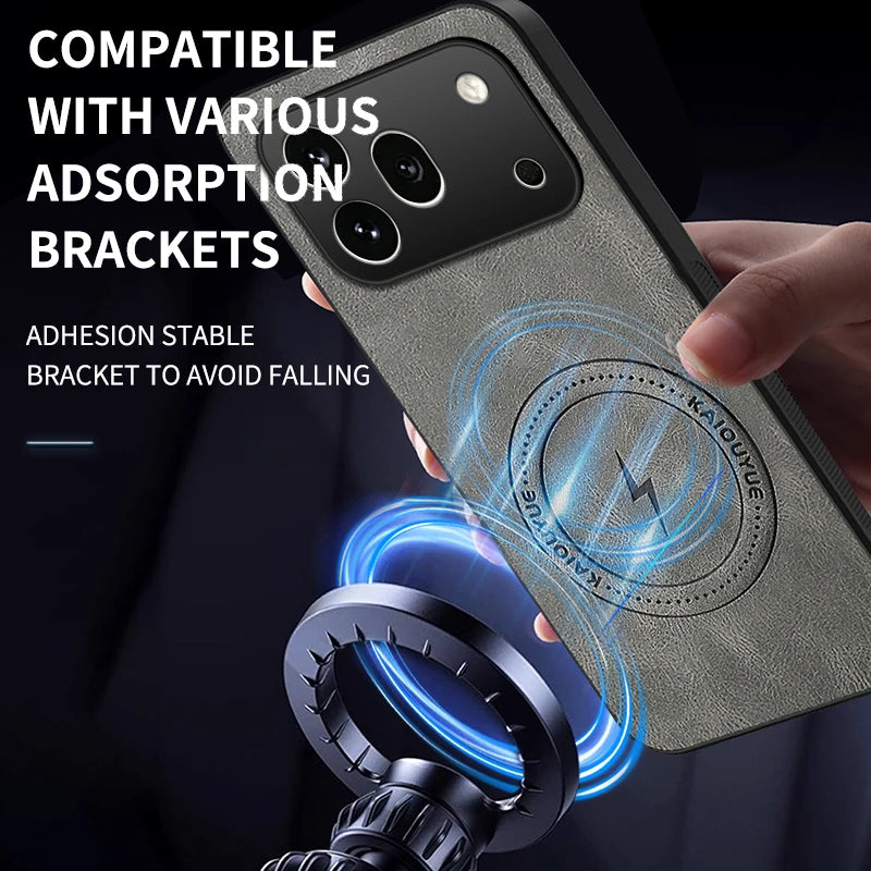 For MagSafe Magnetic Case for Honor 600 Pro Napa-textured Silicone Leather Back Cover for Honor600 600pro Anti-Fingerprint