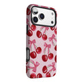 Case For iPhone 17 16 15 13 12 11 14 Pro Max 7 8 Plus Mini XR XS Max 2 IN 1 Film shell Pink Cherry Bow Pattern Phone Cover