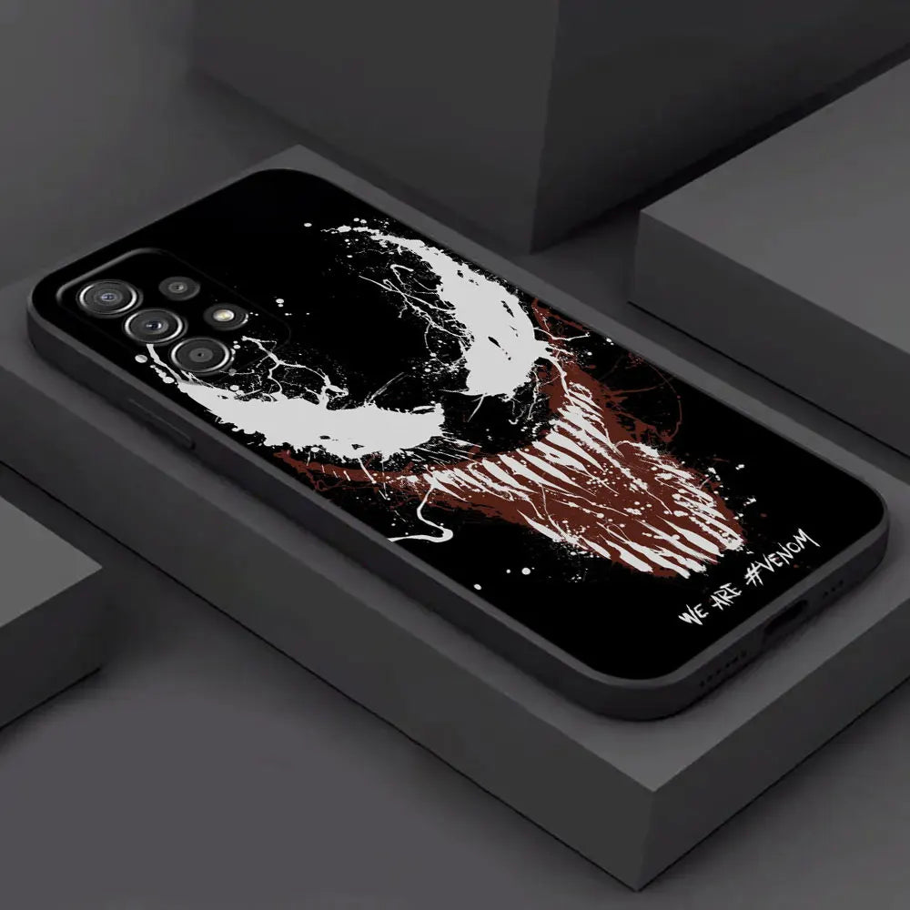 Marvel Black VENOM Phone Case For Samsung Galaxy A17 A57 A37 5G A07 A55 A54 A34 A35 A25 A15 A56 A36 A26 A16 A06 Back Cover Shell