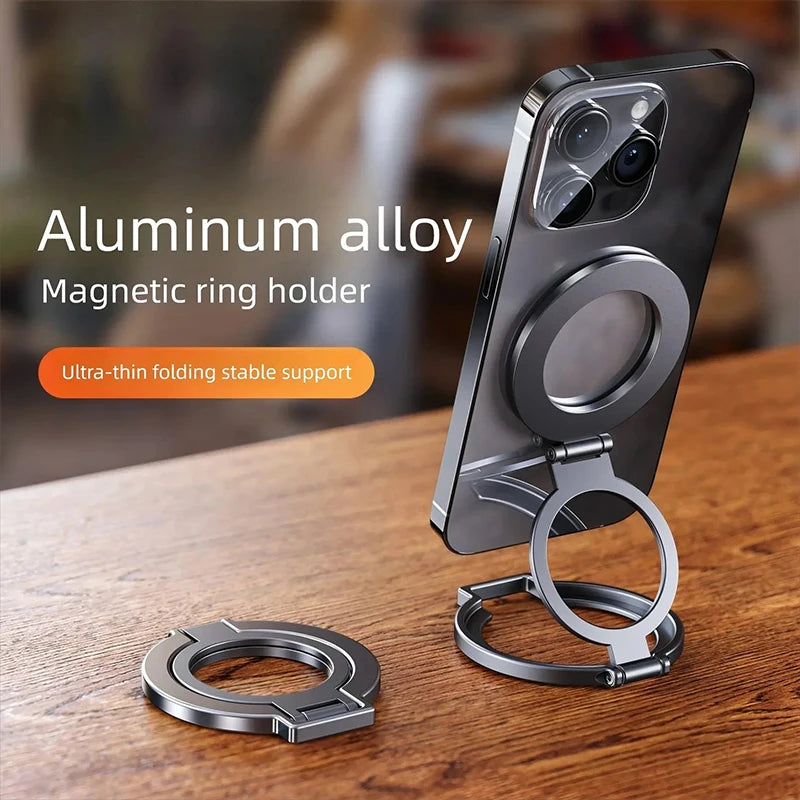 2 in 1  360° Rotation Magnetic Finger Ring Phone Holder Aluminum Alloy Foldable  For iPhone 17 16 15 14 13 12 Pro Max