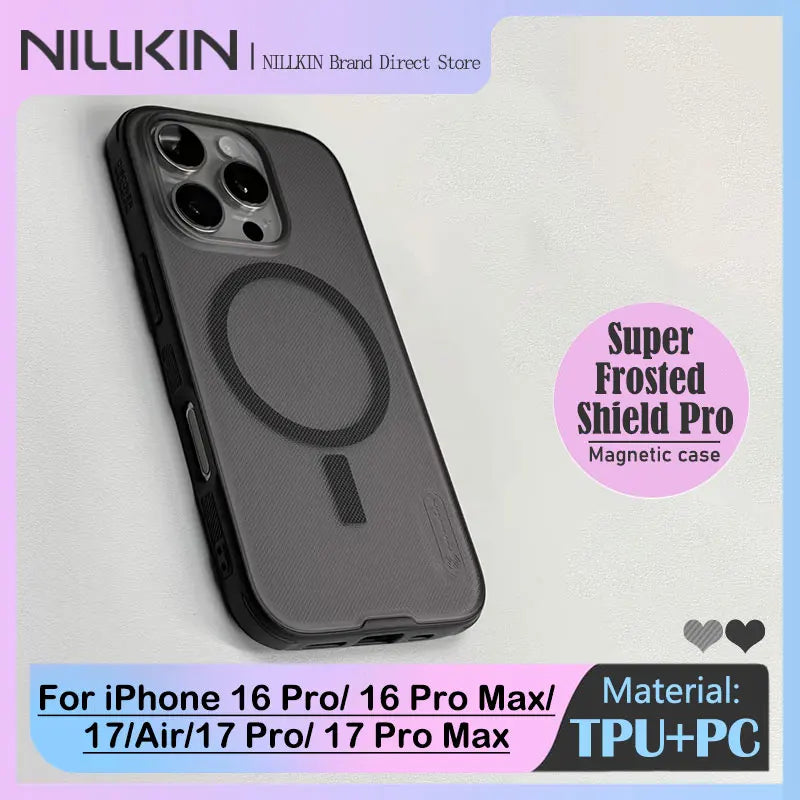 NILLKIN Case For iPhone 16 Pro/16 Pro Max/17/Air/17 Pro/17 Pro Max Magnetic Wireless Charging Matte Fingerprint Shockproof Cover