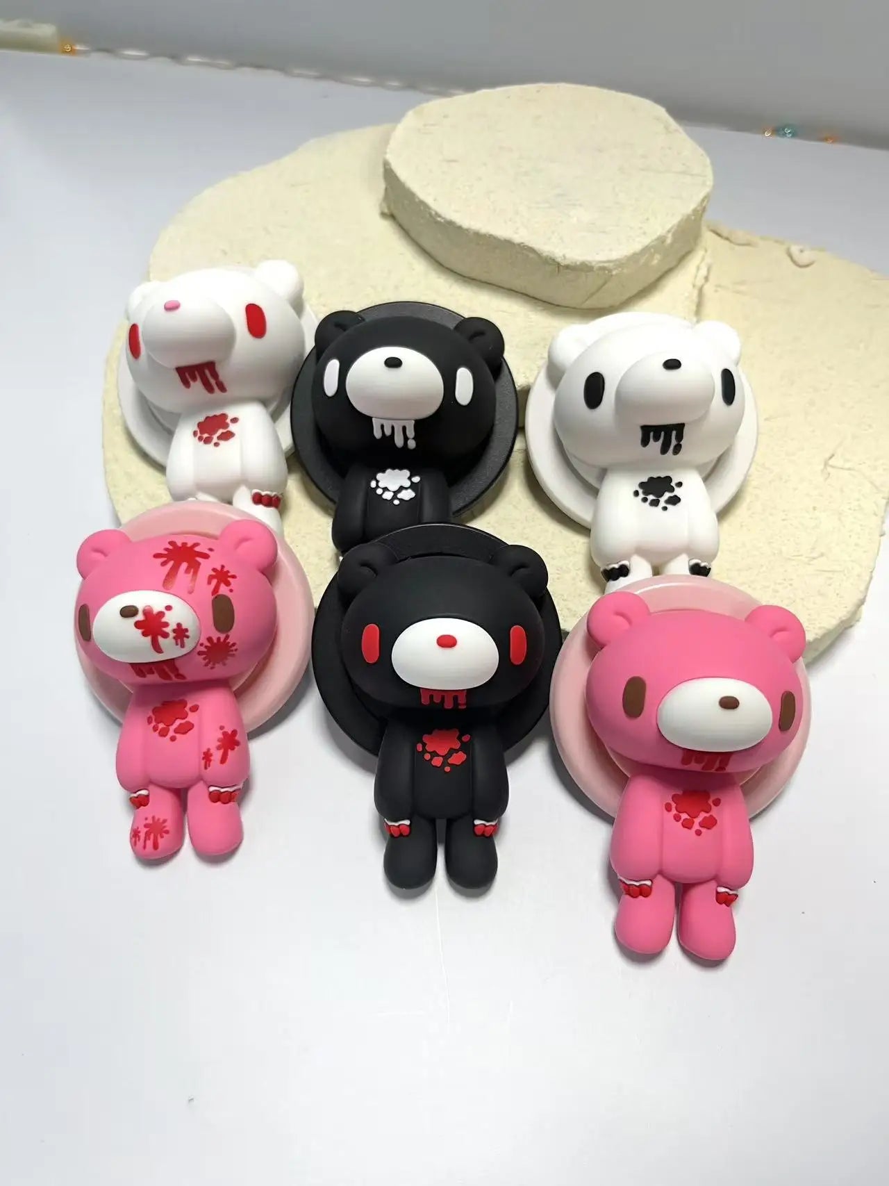 Gothic Bear Phone Grip&Stand–Unique Bloody Design,360° Rotatable,Stylish Accessory for All Phones, Add Edgy Charm to Your Device