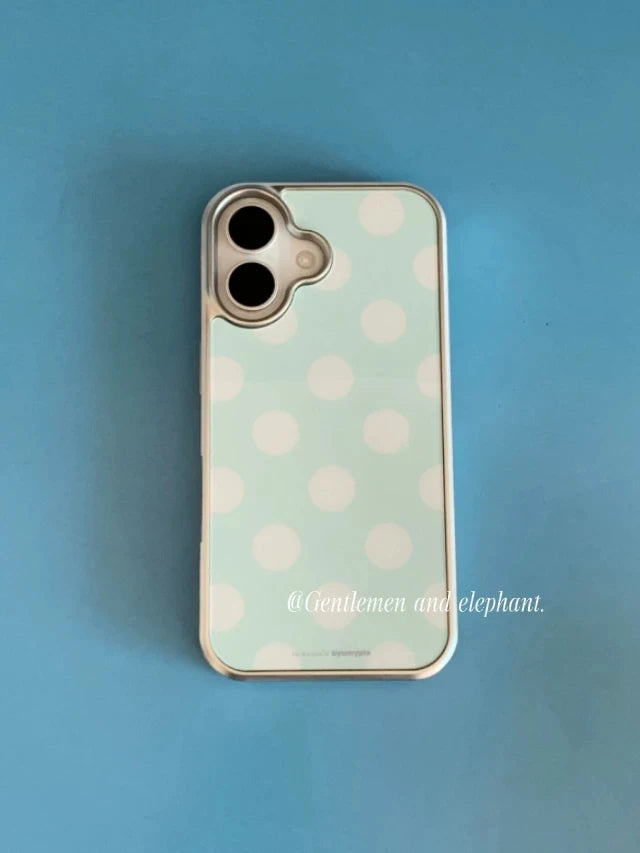Korea ins Summer Mint Blue Polka Dots Hydrogel Phone Case for iPhone 17 16 15 14 13 12 11 PRO MAX PLUS 17air 16e Drop Glue Cover
