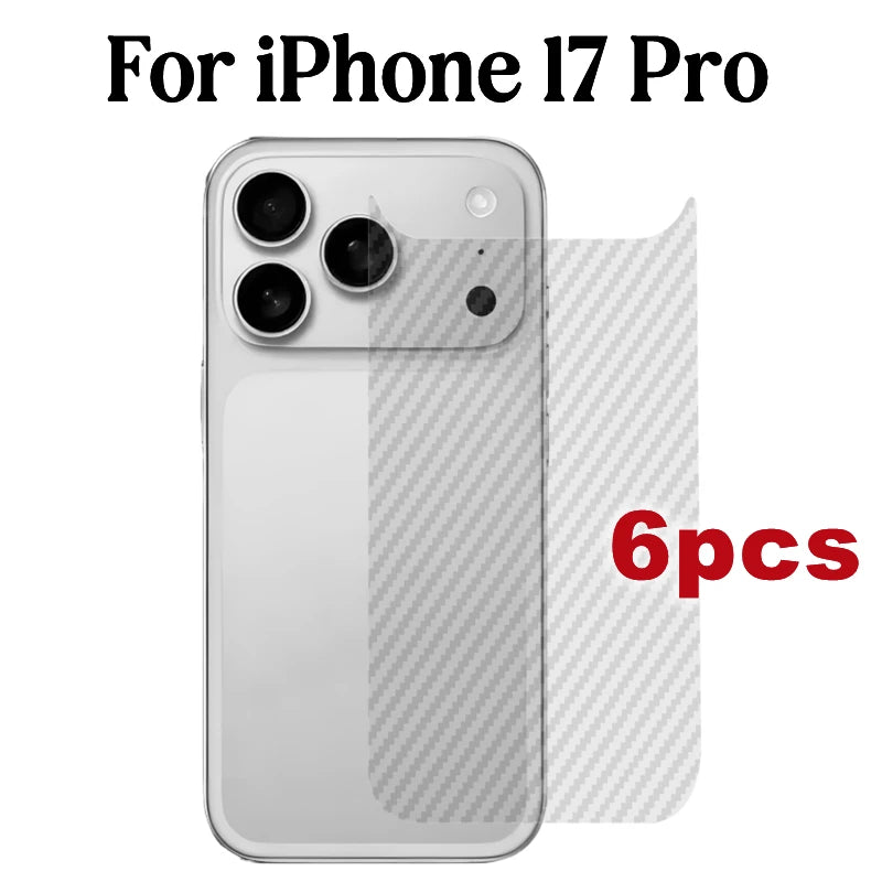 2/6Pcs for IPhone 17 Pro Max 17Air 17Pro 17PM Carbon Fiber Back Soft Film Anti-Scratch Clear Back Protective Cover For iPhone17