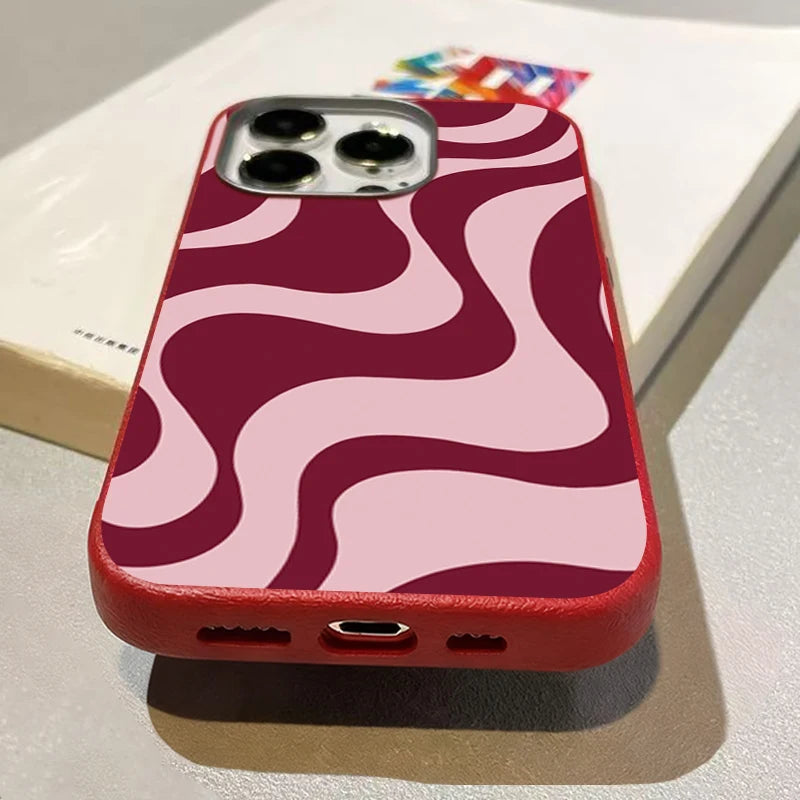 Retro Pink Abstract Wave Pattern Phone Case For iPhone 17 16 Pro 16E 15 14 13 12 11 Pro Max 17 Air X XR XS 7 8 Plus Sof't Cover