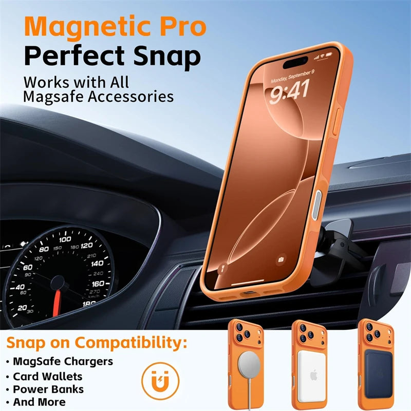 Orange Color Magnetic Case for Magsafe IPhone 17 Air 16 15 14 13 12 Pro Max Plus 17Air 17Pro Mag Safe Silicone Soft Phone Cover