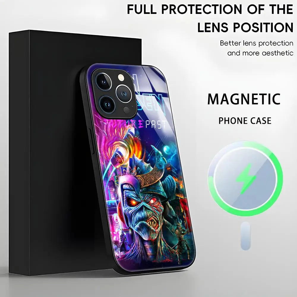 R-Run-To-The-H-Hills-Iron-M-MaidenES  Phone Case For iPhone 16 15 14 13 12 11 X XR XS 8 Plus Mini Pro Max Glass Magnetic Case