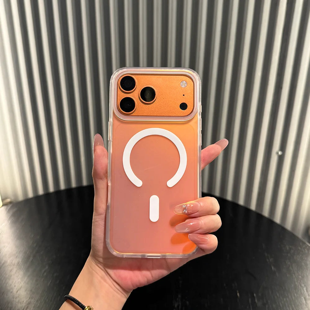 Gradient Frosted Daylight Magnetic Protective Case for iPhone 17 Pro Max 16 15 14 13, Wireless Charging Hard Case