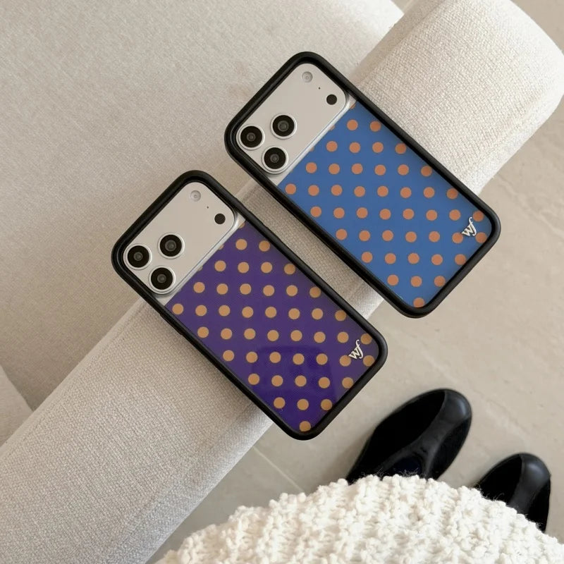 Wildflower Stars Fang Union Jack Phone Case for iPhone 12 13 14 15 16 17 Pro Max Plus Air wf INS Puppy Polka Dot Back Cover﻿﻿﻿﻿﻿