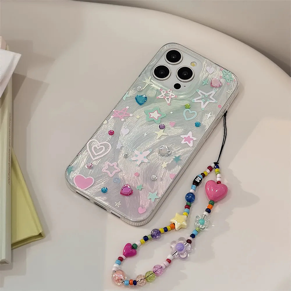 Colorful stars ins shiny Phone Case for Samsung Galaxy A37 A57 A17 A07 A56 A36 A26 A73 A55 A54 A53 A52 A34 A33 A23 A14 A13 4G 5G