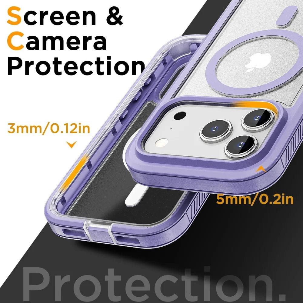 Matte Clear Magnetic OTT Phone Case for IPhone Air 17 16 15 14 Plus 13 Pro Max Anti-Slip Grip & Wireless Charge Protector Cover