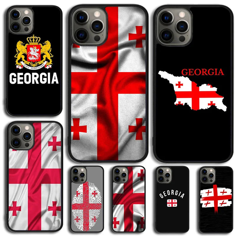 Georgia Flag Phone Case For iPhone 17 Air 16 15 14 13 12 11 Pro Max Plus Max Cover Shell coque