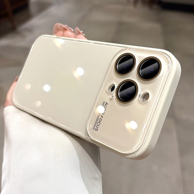 Luxury Candy Tempered Glass Camera Protection Case for iPhone 17 16 15 14 13 12 Pro Max Shockproof Bumper Armor Hard Cover Capa