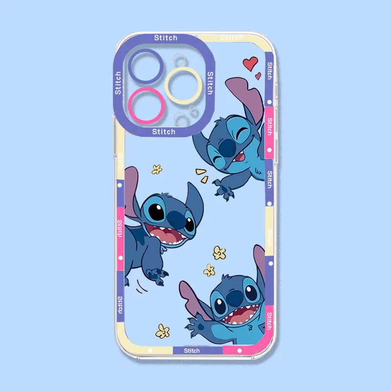 Disney Super Cute Stitch Cover For Iphone 17 16 Pro Max 17 Air 15 14 12 13 11 Pro Max 13 Mini 16e 15 Plus Clear INS Phone Case