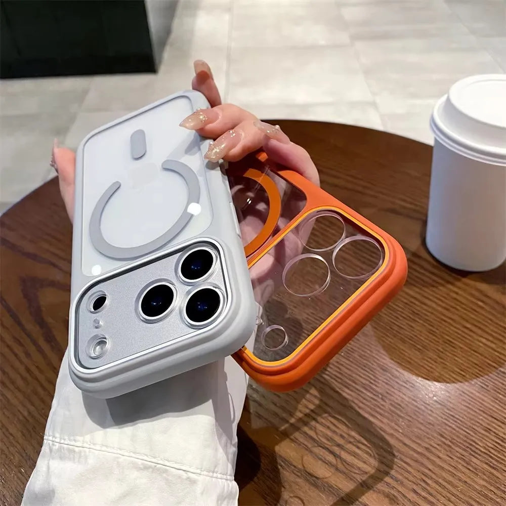 Luxury Transparent Magnetic Case For iPhone 17 Pro Max For Magsafe Wireless Charging Clear Hard Acrylic Shockproof Cover