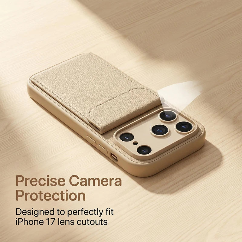 Portable Synthetic Leather Clip On Phone Case For IPhone 17 Pro Max 15 16 Simple And Stylish Shockproof Phone Protective Case