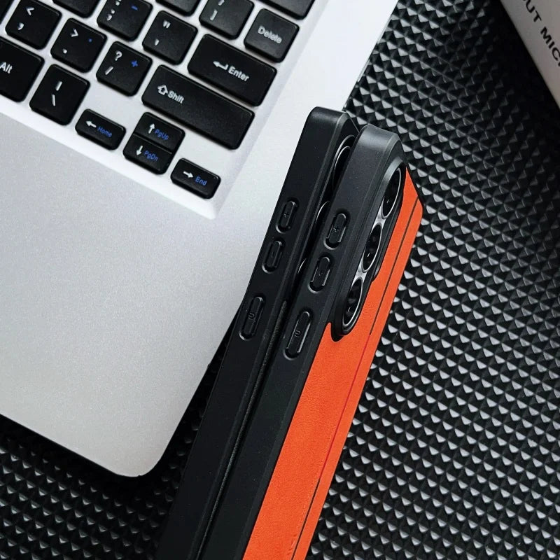 Luxury Leather Lines Color Blocking Case for Samsung Galaxy S26 S25 S24 S23 S22 Ultra Retro Armor Shockproof Bumper Phone Cover