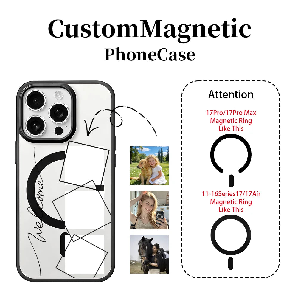 DIY Customized personality Photo Magnetic Phone Case For iPhone 17 16 15 14 13 12 11 Pro Max Mini XS XR Air 16e 17e 8 Plus Cover