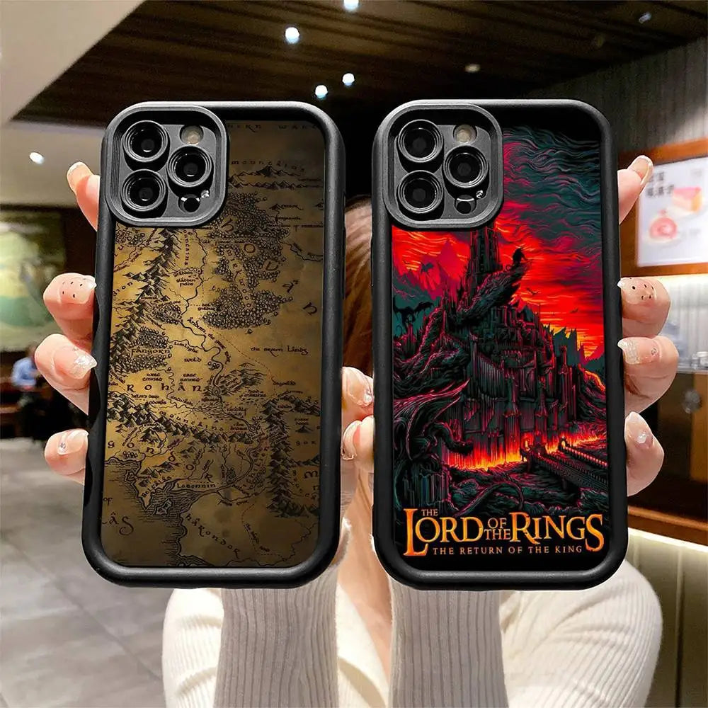 The Lord of the R-Rings Map Silicone Phone Case For iPhone 17 Air 17 16 15 14 13 12 11 Plus Pro Max Shockproof Soft Cover