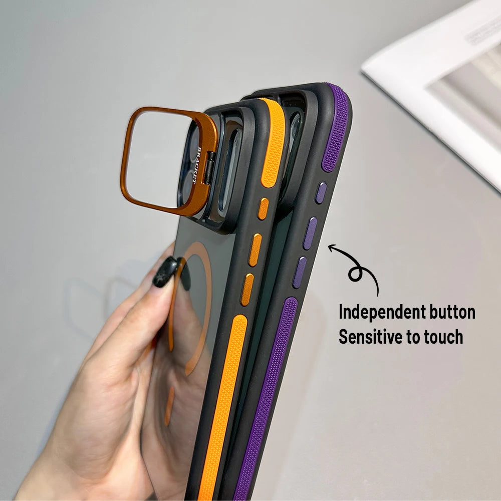 Luxury Magnetic Phone Case With Lens Mount Hard For iPhone 17 Pro Max 17 16 15 13 12 14 11 14 Plus Wireless Charging Cover Funda