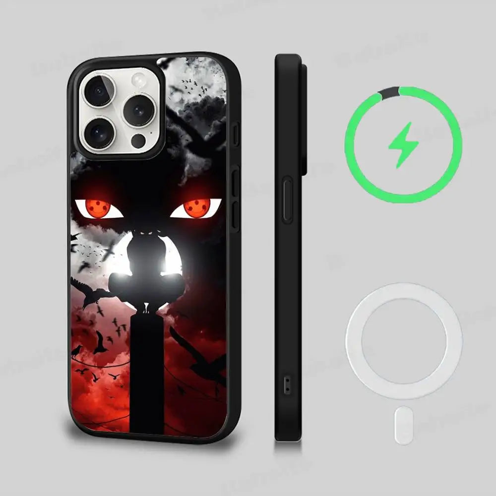 Classic Anime U-Uchiha Itachi Black For Magsafe Magnetic Phone Case For iPhone 16 15 17 Pro Max 11 12 13 14 Plus Cover