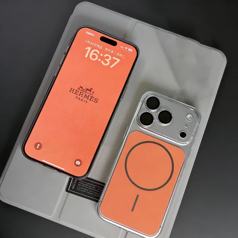 Luxury Hard Ultra-Thin Magnet Case For iPhone 17 Air 16 15 14 13 Pro Max For Magsafe Wireless Charge Clear PC Large Window Cover
