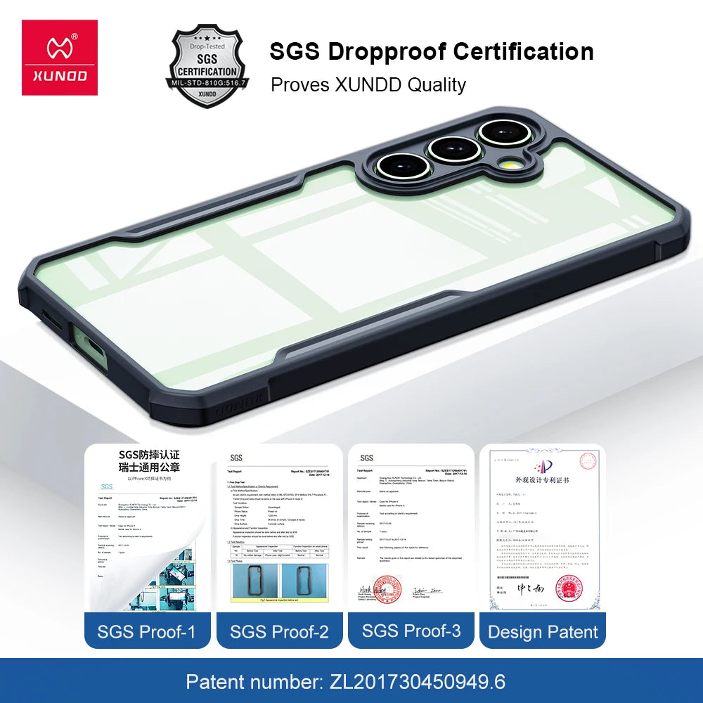 Xundd For Samsung Galaxy A36 A56 A57 A37 A16 A17 5G A06 A07 Case,Airbag Anti-drop TPU&Acrylic Back Clear Camera Protection Cover