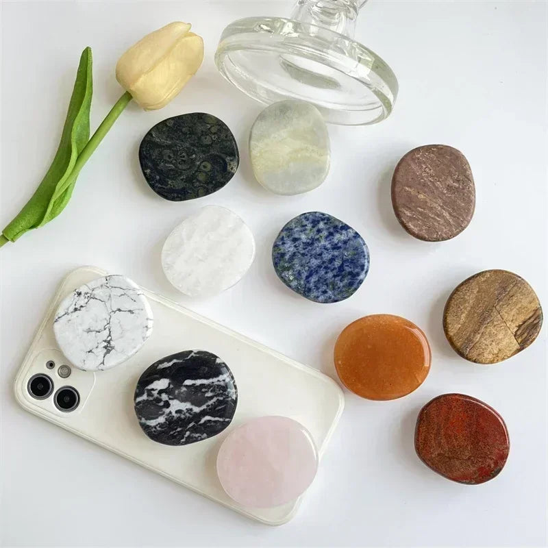 Natural Stone Shaped Phone Socket Holder Finger Grip Bracket Support Telephone for IPhone 15 14 13 Samsung Pocket Socket Stand
