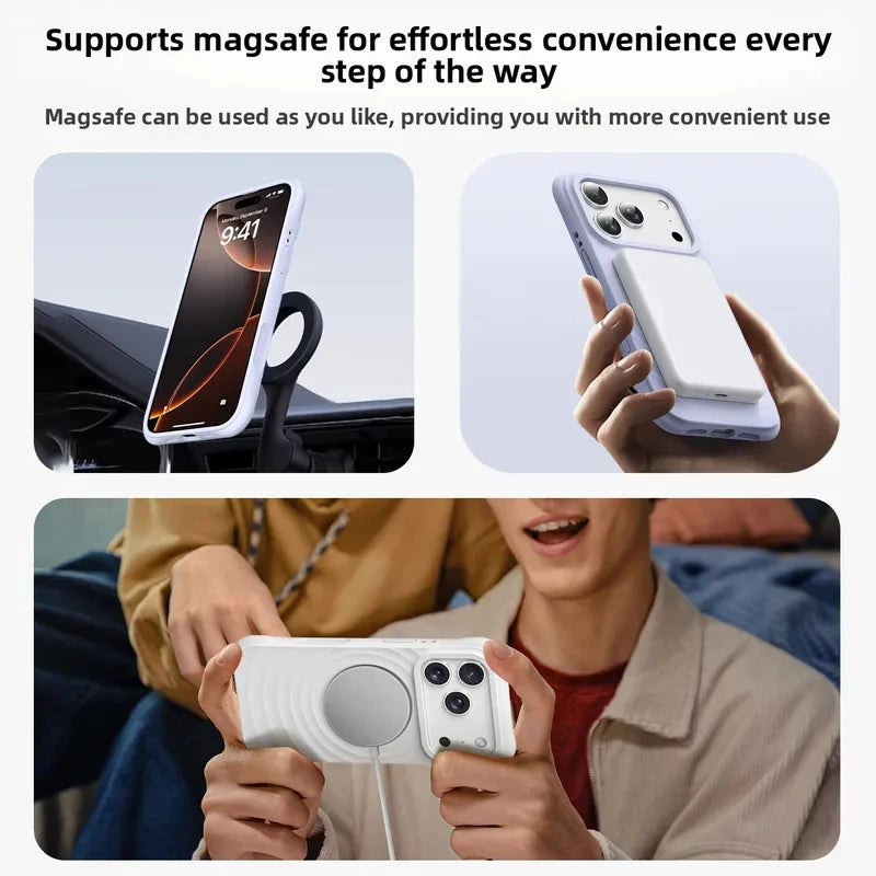 Offical Phone Case For iPhone Air 17 16 15  Pro Max Water Ripple Silicone For Magsafe Wireless Charge Magnetic Soft Cover