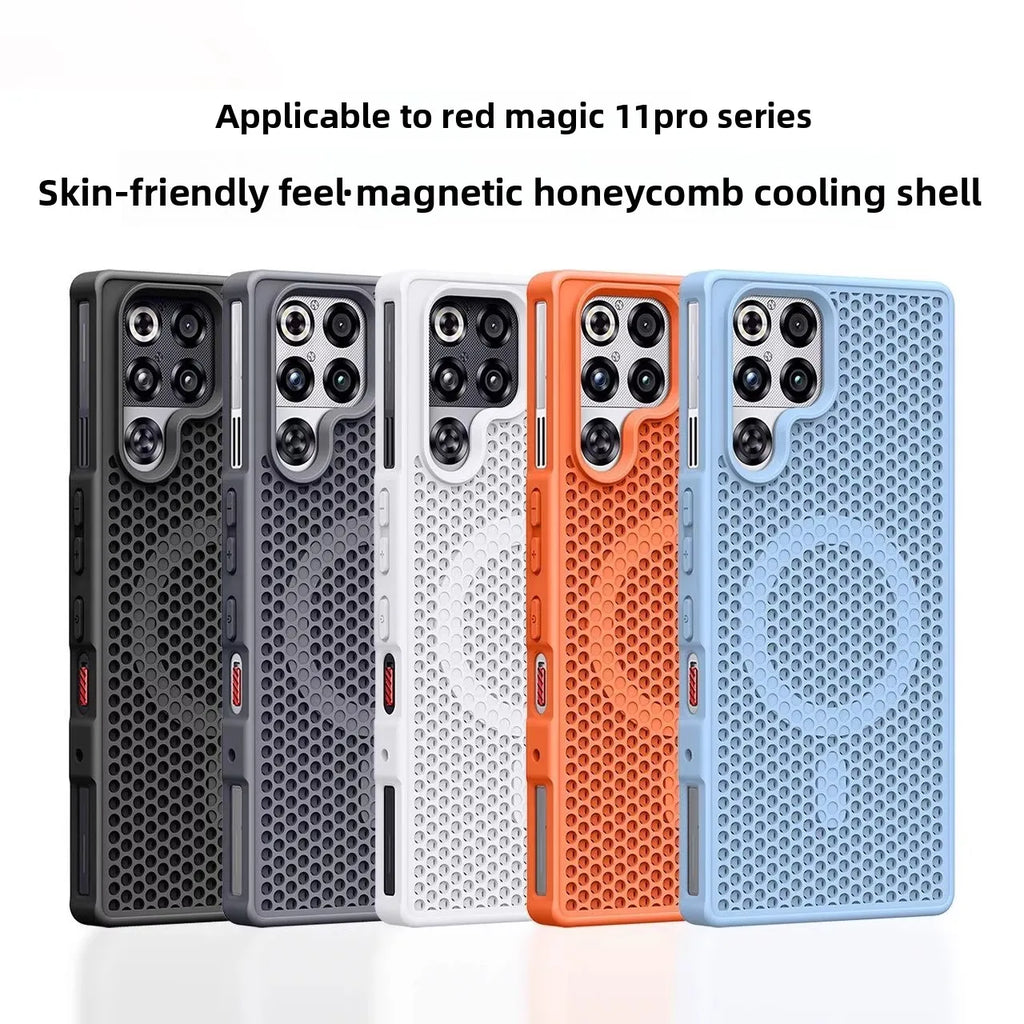 For ZTE Nubia Red Magic 11 Pro Plus Case New Magnetic Honeycomb Thermal Mesh PC Anti-drop Cover For RedMagic 11 Pro Funda