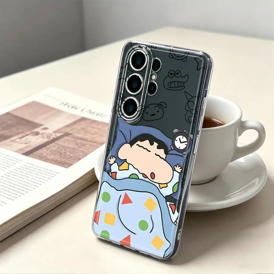 Shin-ChanS Cute Case for Samsung Galaxy S26 S25 Edge Note 20 Ultra 10 S23 Ultra S21 S22 FE S24 S20 Plus Phone Cover