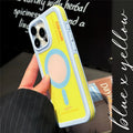 Dopamine Color Collision Magnetic Case For iPhone 16 15 14 Pro Max 13 Luxury Candy Color Shockproof Bumper for Magsafe Cover