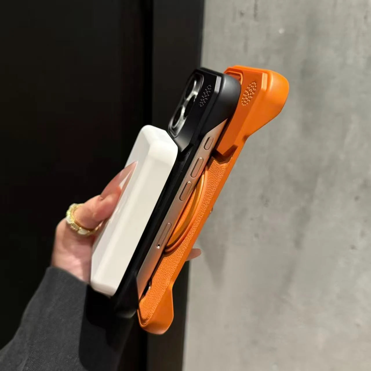 For Magsafe 360 Rotating Bracket Phone Case for iPhone 17 16 15 14 13 12 Pro Max Magnetic Frameless Leather Aromatherapy Cover