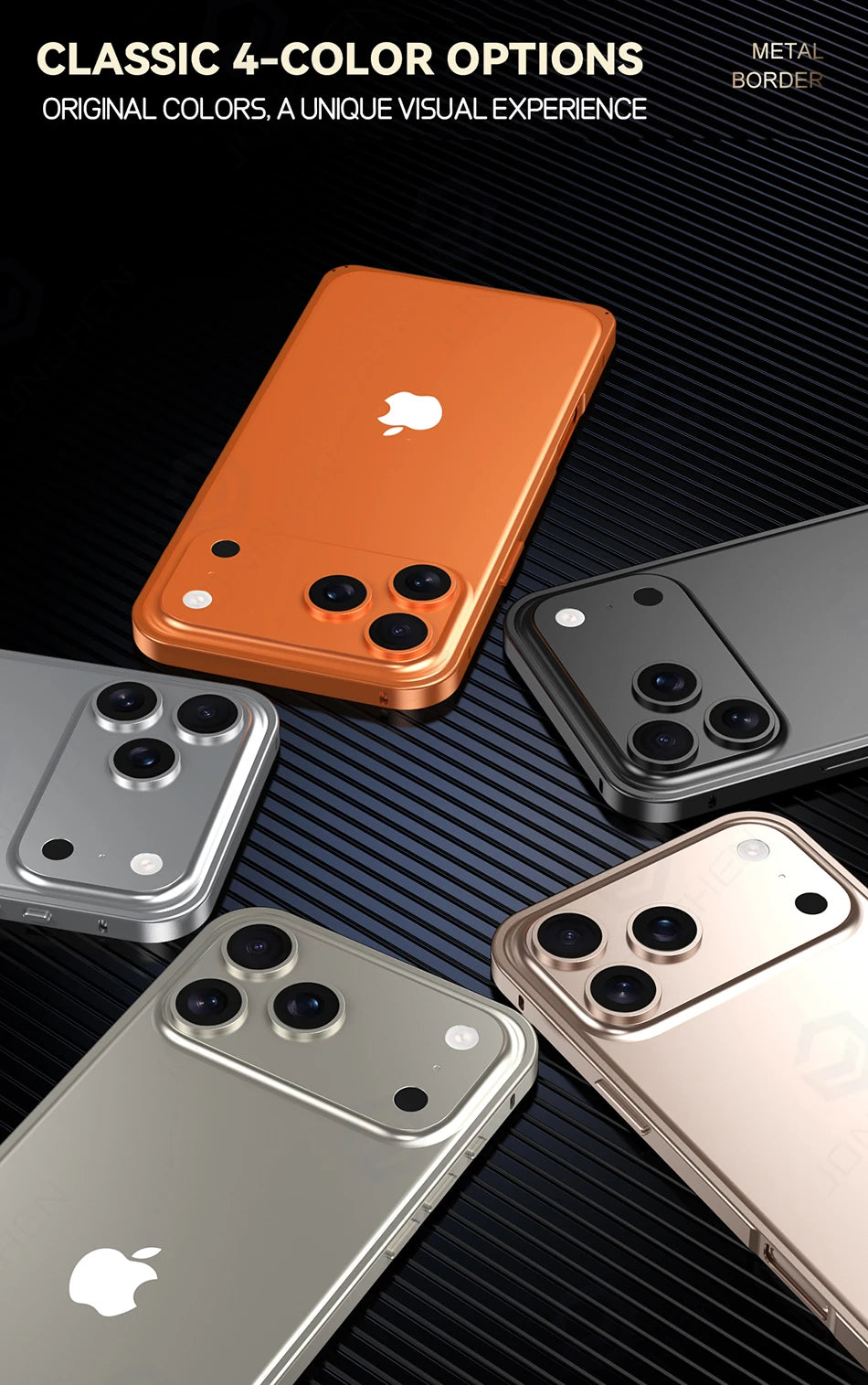 17pro Light Aluminum Metal Bumper Case Orange For iPhone 12 13 14 Plus 15 16 17 Pro Max Ultra Thin Alloy Back Frame Accessories