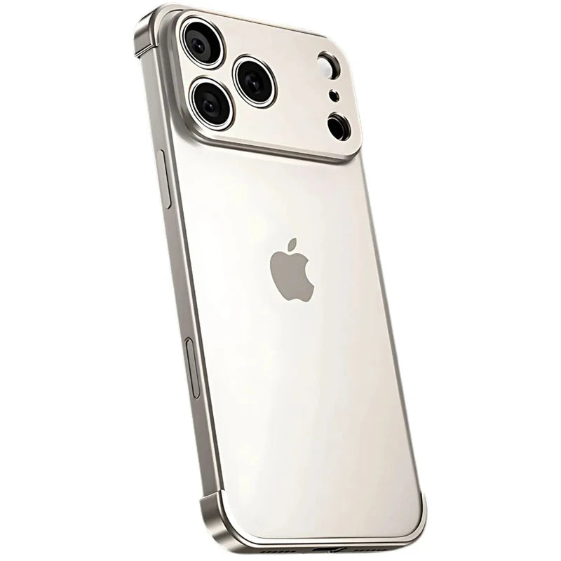 Orange Metal Frameless Bumper Case for IPhone 17 Air 16 15 14 13 12 Pro Max Plus 17Air 17Pro Camera Lens Protection Corner Cover