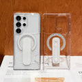 Luxury Card Holder Clear For Magsafe Magnetic Phone Case For Samsung S26 S25 S24 Plus Ultra Bracket Full Bumper Shockproof Cover