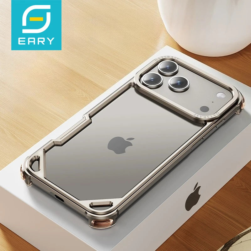 Eary Frameless Case for iPhone 17 Pro Max Air for Magsafe Metal Shockproof Protective Phone Cover Aluminum Alloy Anti-Drop Shell