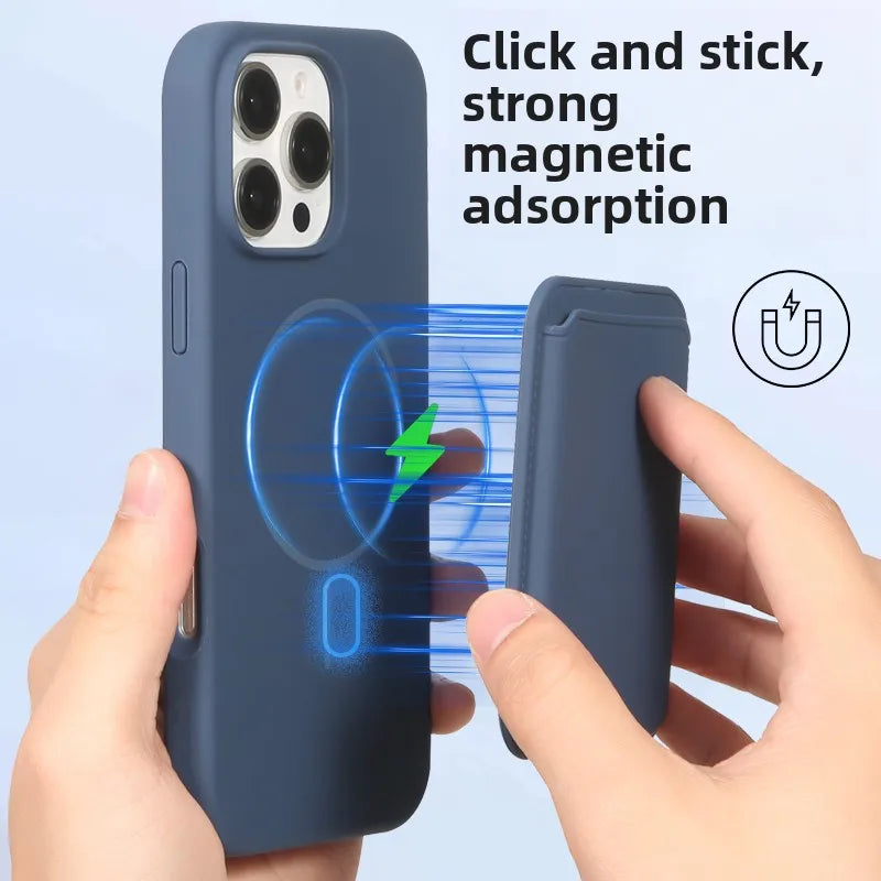 Magnetic Liquid Silicone Case for iPhone 17 Pro Max Air 16 15 14 13 12 With for Magsafe Card Bag Wallet Camera Lens Film Cover