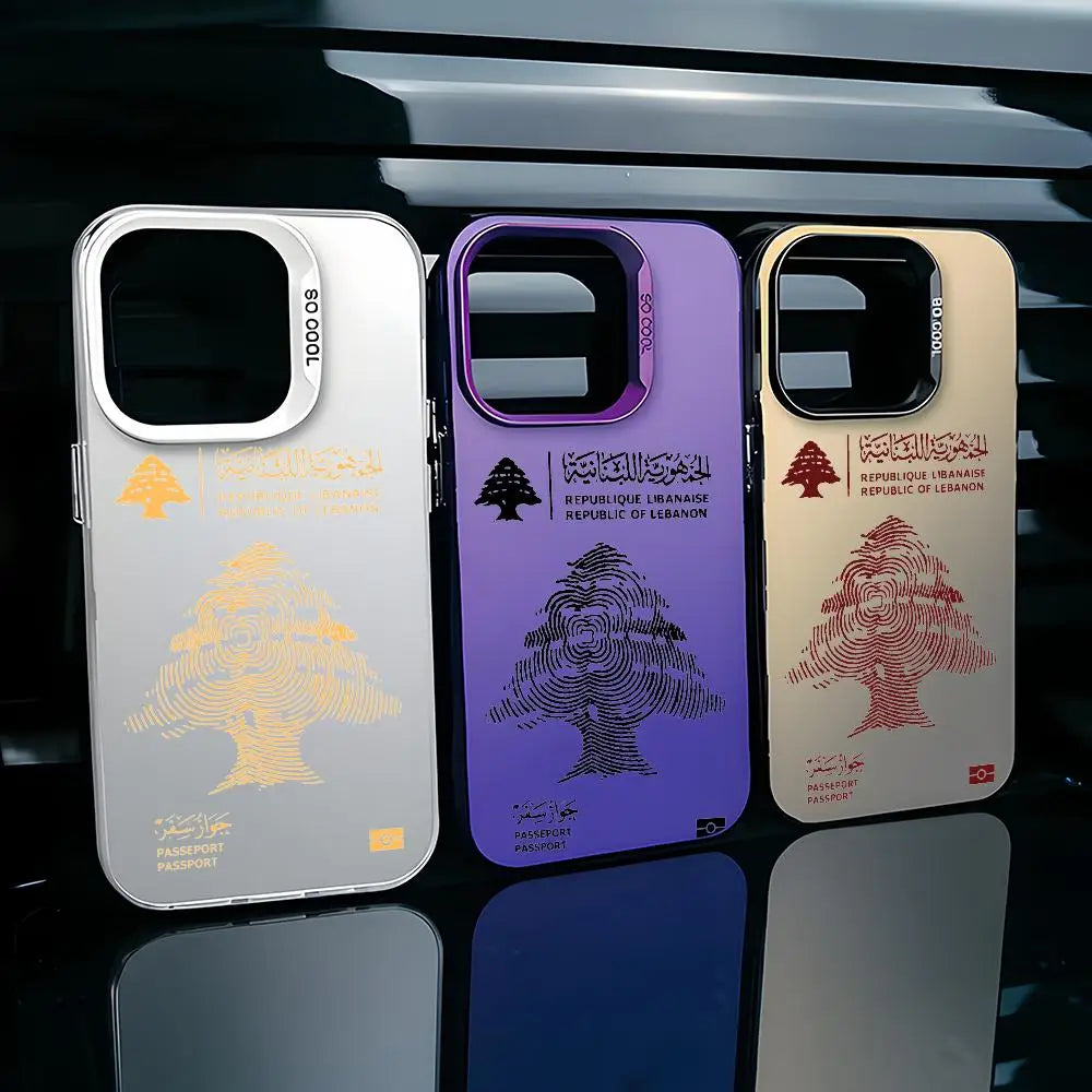 L-Lebanon Passport Phone Case iPhone 17 16 15 14 13 12 11 Pro Max Colorful Silver TPU Case Slim Shockproof