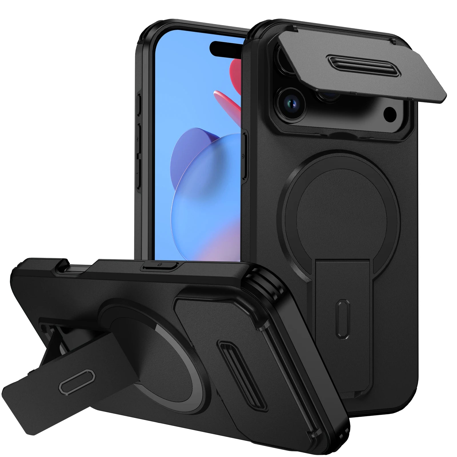 Armor Magsafe Bracket Stand Holder Case For iPhone 17 Pro Max 17e 16e 16 15 14 13 11 12 mini Pro Magnetic Wirelesss Charge Cover