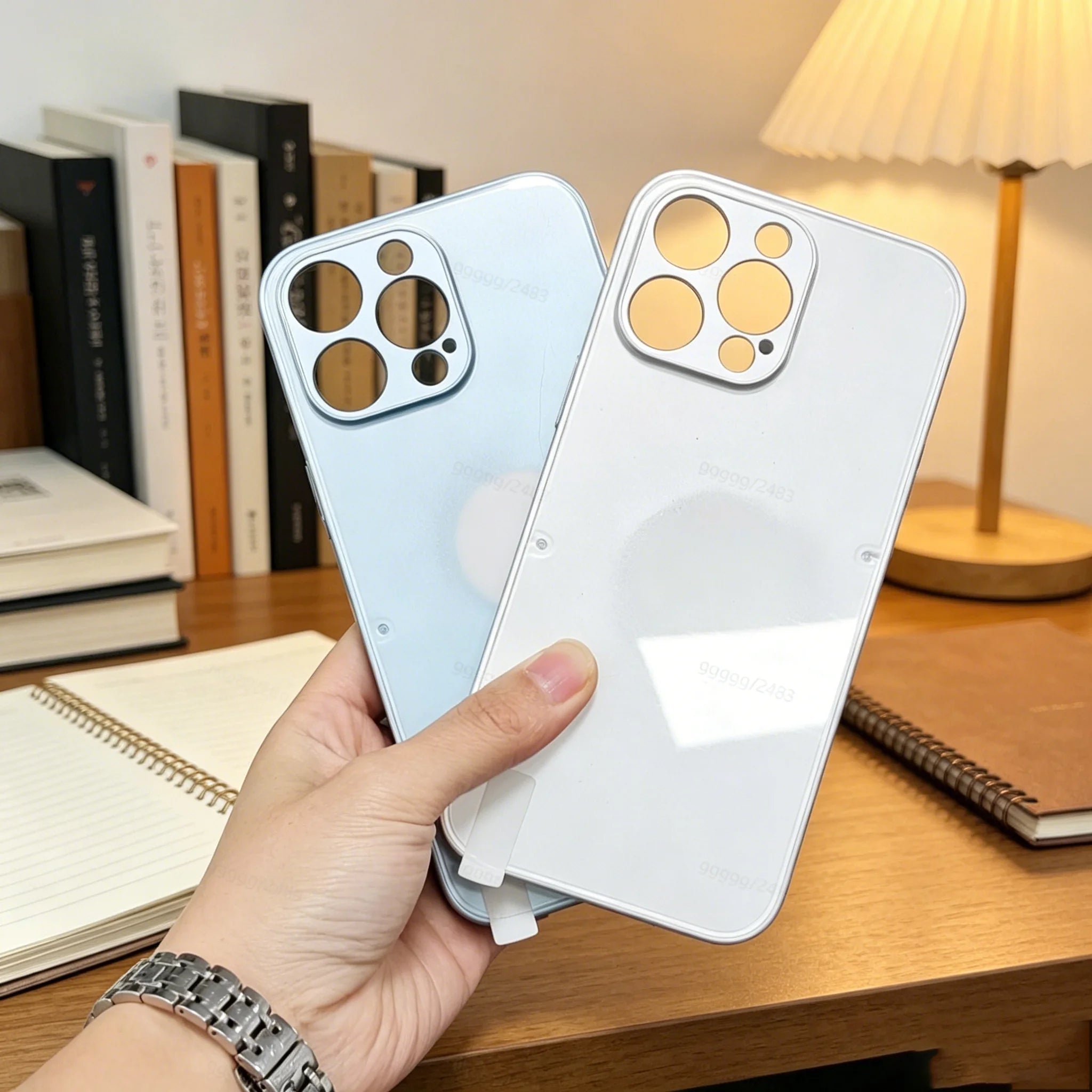 Metallic Paint Glass Phone Case, Skin-Friendly Touch, Anti-Fingerprint, Shockproof & Dustproof, Precise Cutouts, Compatible with Multiple iPhone Models